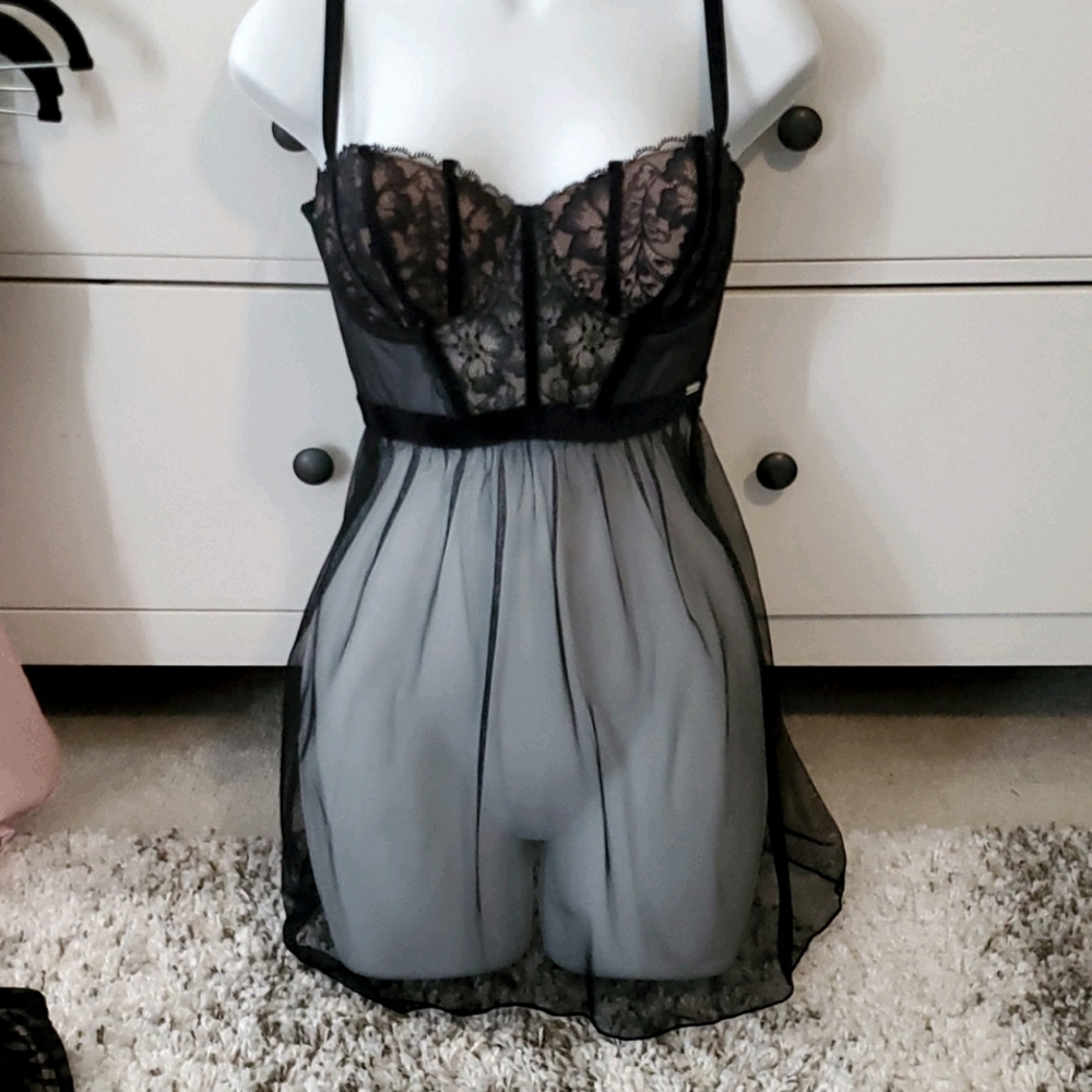 Black lingerie slip